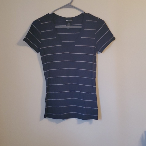 Wet Seal Tops - Wet seal short sleeve Navy and Gray stripped shirt